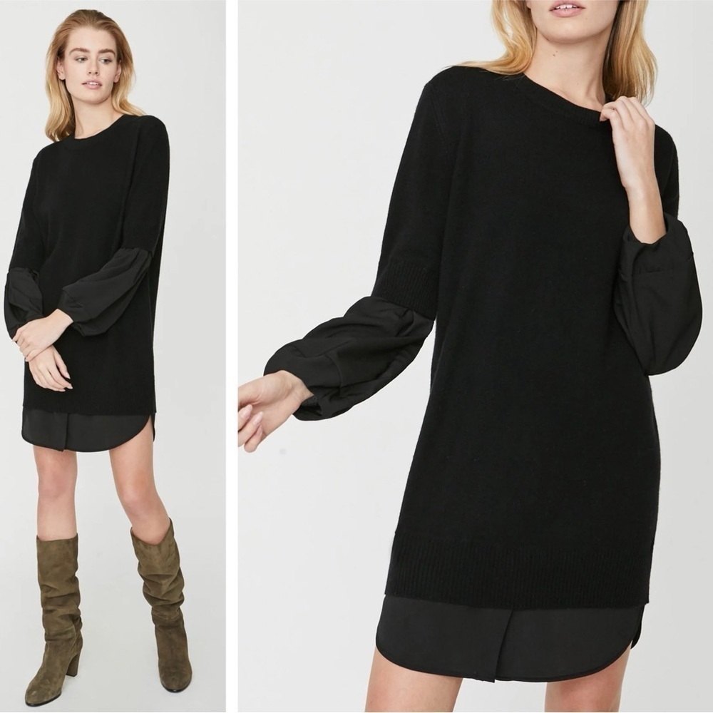 FLAWED Brochu Walker The Ebella Layered Dress Black Onyx Black Underlayer size S